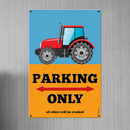 1051_Blechschild | Parking only Traktor