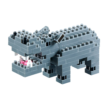 BRIXIES Mini-Bausatz Flusspferd/Hippo, 111 Bausteine, Level 1