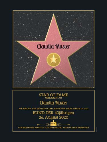 1027_Urkunde | Star of Fame Geburtstag