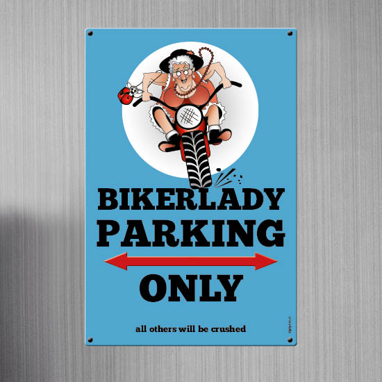 1052_Blechschild | Bikerlady parking only