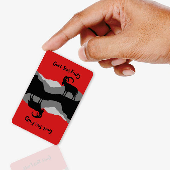 Jasskarte, Spielkarten 1127 | Steinbock-Motiv mit rotem Himmel